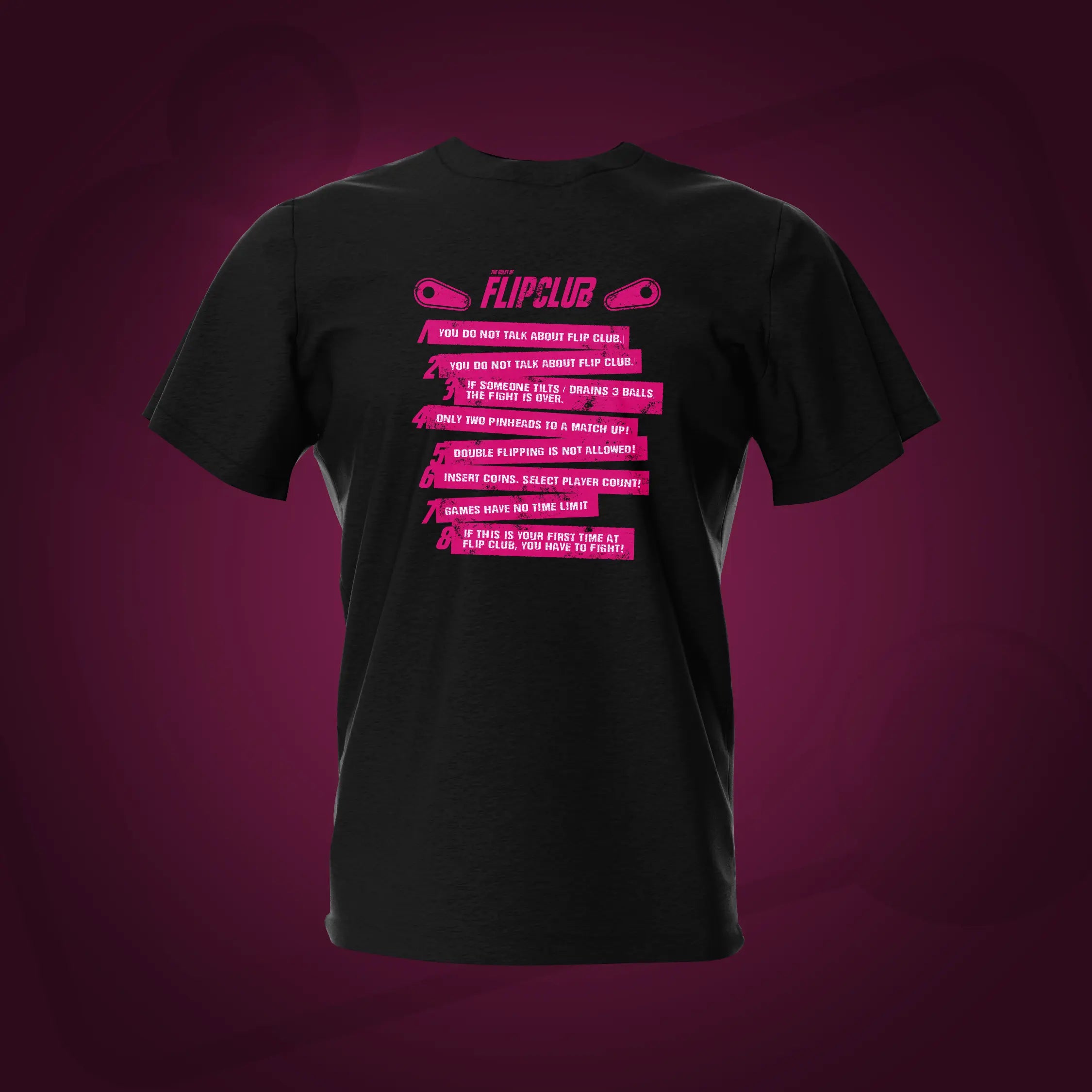 Flip Club Black Back Pinball T-Shirt | Pinball Invasion