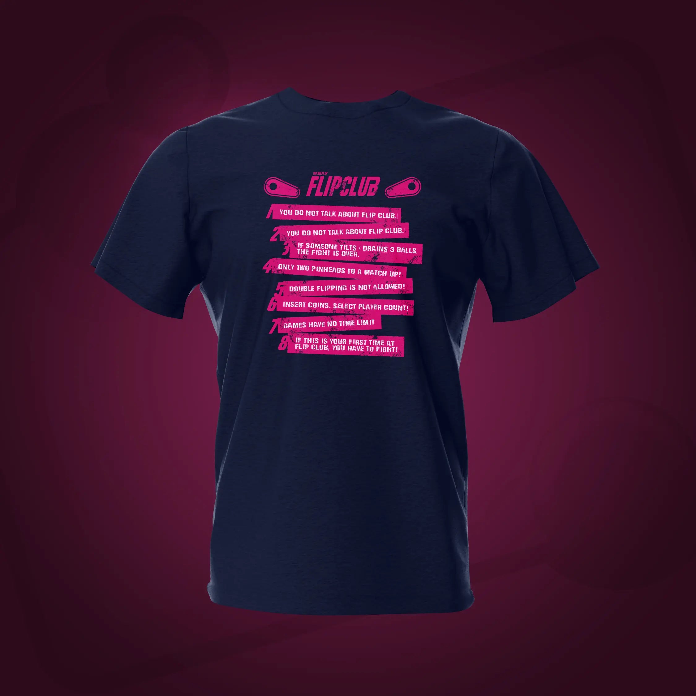 Flip Club Navy Back Pinball T-Shirt | Pinball Invasion