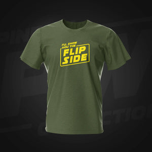 Flip Side Military Green Pinball T-Shirt | Pinball Invasion