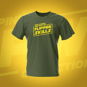 Flipper Skills Military Green Pinball T-Shirt | Pinball Invasion