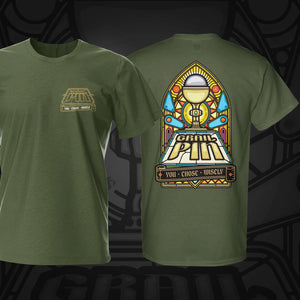 Grail Pin Pinball T-Shirt Military Green | Pinball Invasion