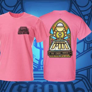 Grail Pin Pinball T-Shirt Safety Pink | Pinball Invasion