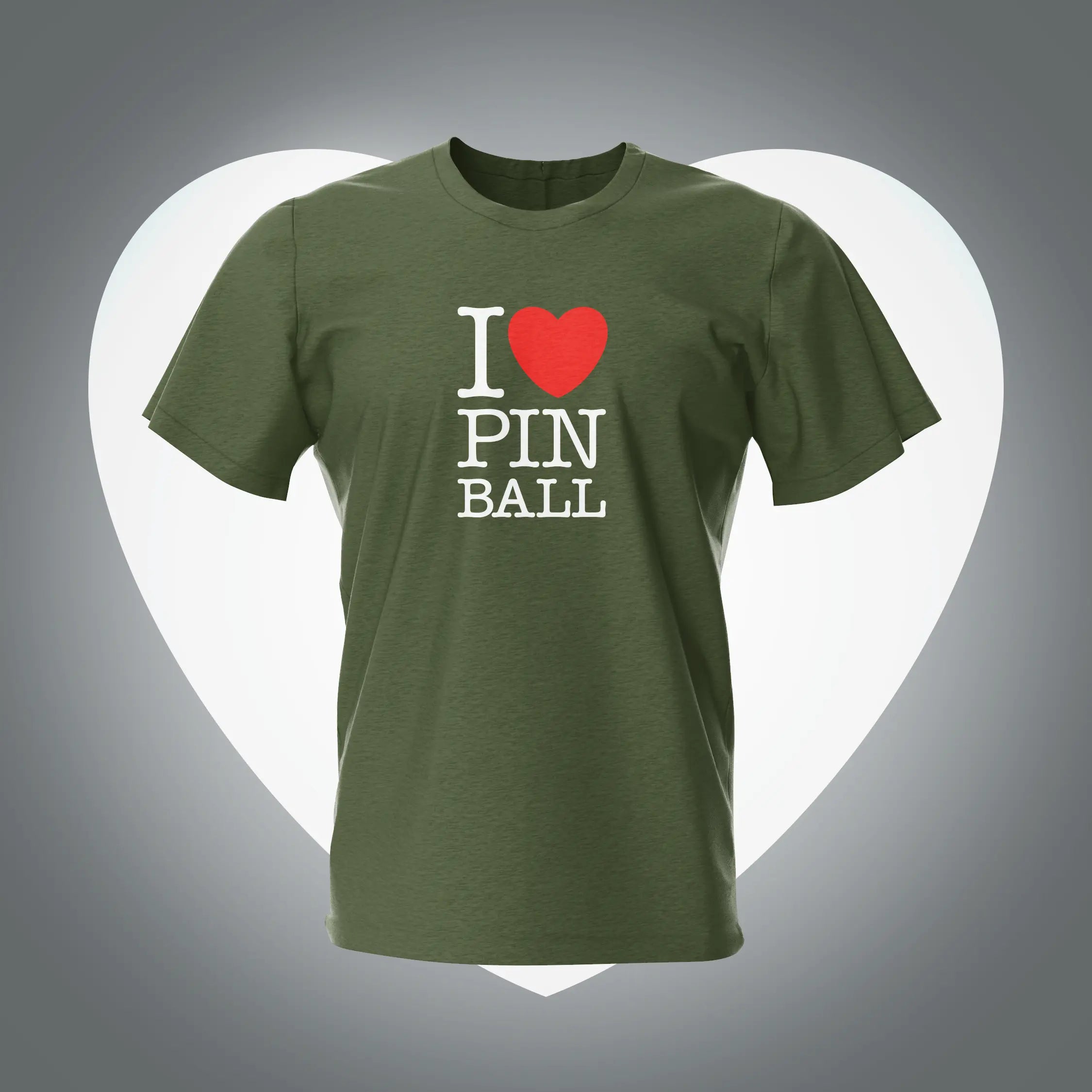 I love Pinball Military Green T-Shirt | Pinball Invasion