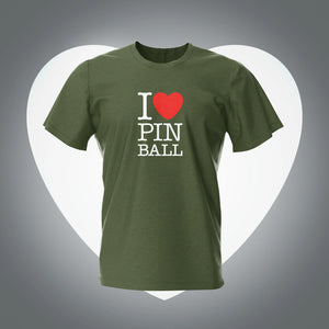 I love Pinball Military Green T-Shirt | Pinball Invasion