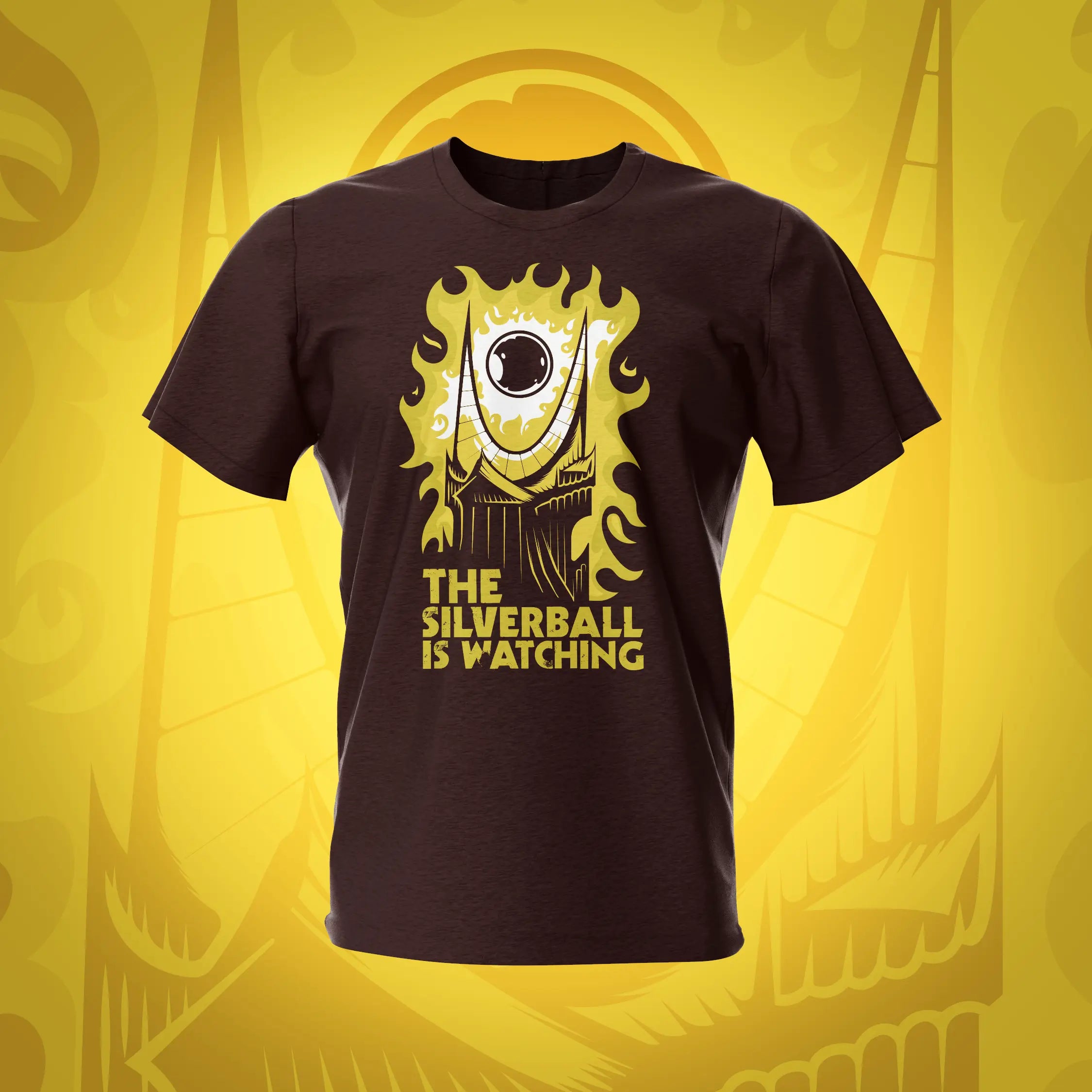 Lord of the Silverball - The All-Seeing Silverball Dark Chocolate Pinball T-Shirt | Pinball Invasion