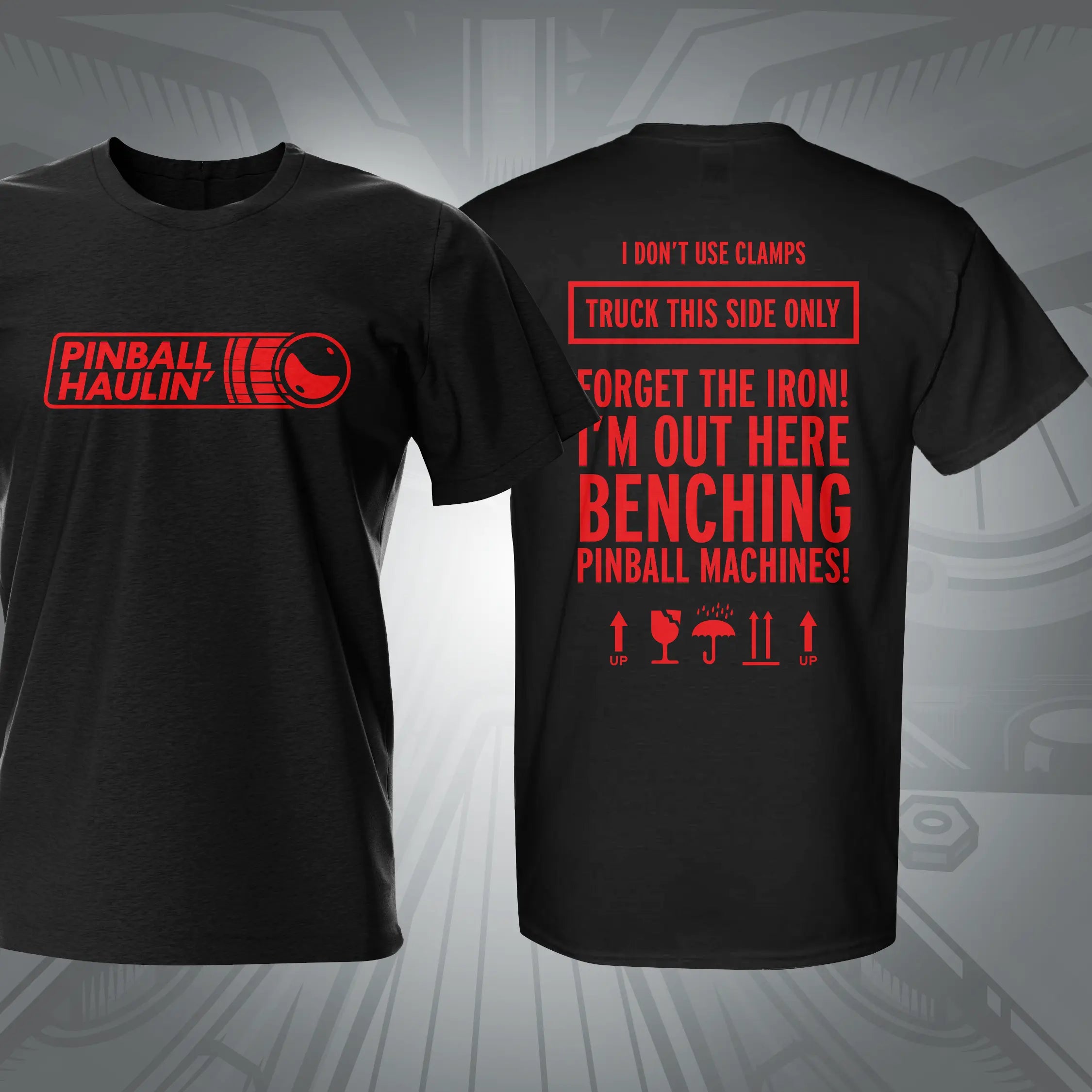 Pinball Haulin' Black Pinball T-Shirt | Pinball Invasion