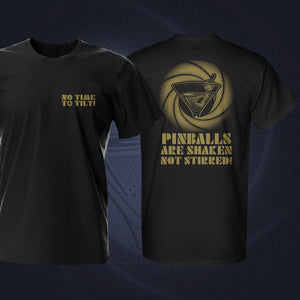 Pinball Shaken Not Stirred Black Pinball T-Shirt | Pinball Invasion