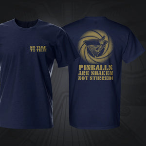 Pinball Shaken Not Stirred Navy Pinball T-Shirt | Pinball Invasion