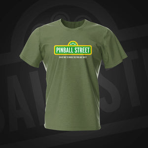 Pinball Street Military Green Pinball T-Shirt | Pinball Invasion