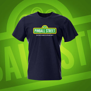 Pinball Street Navy Pinball T-Shirt | Pinball Invasion