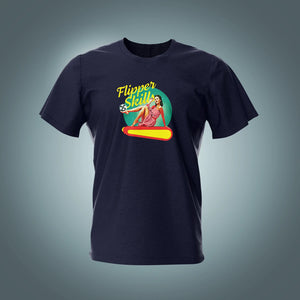 Pinup Flipper Skills Navy Pinball T-Shirt | Pinball Invasion
