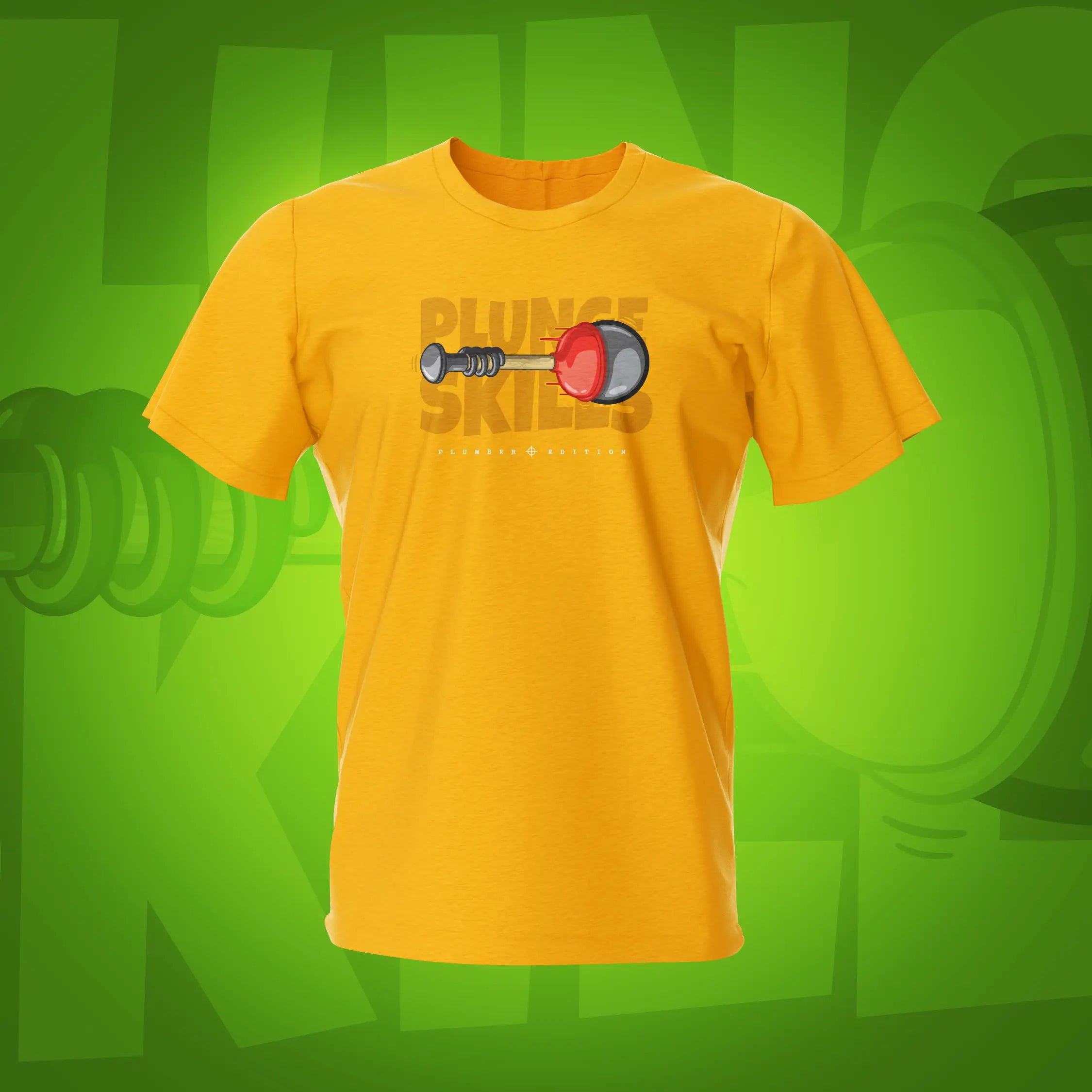 Plungers Skills Gold Plumber Ed Pinball T-Shirt  | Pinball Invasion