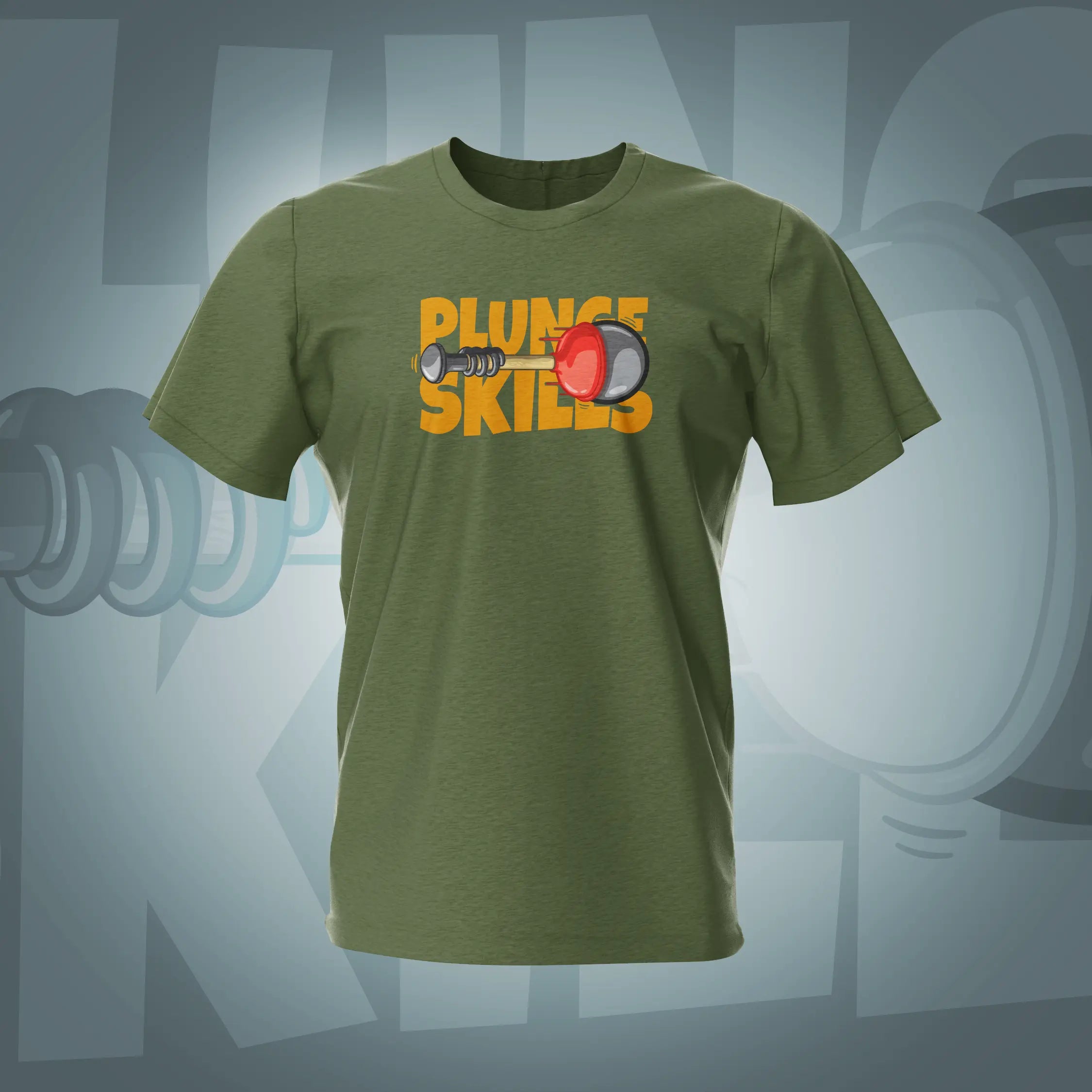Plungers Skills Military Green Pinball T-Shirt  | Pinball Invasion