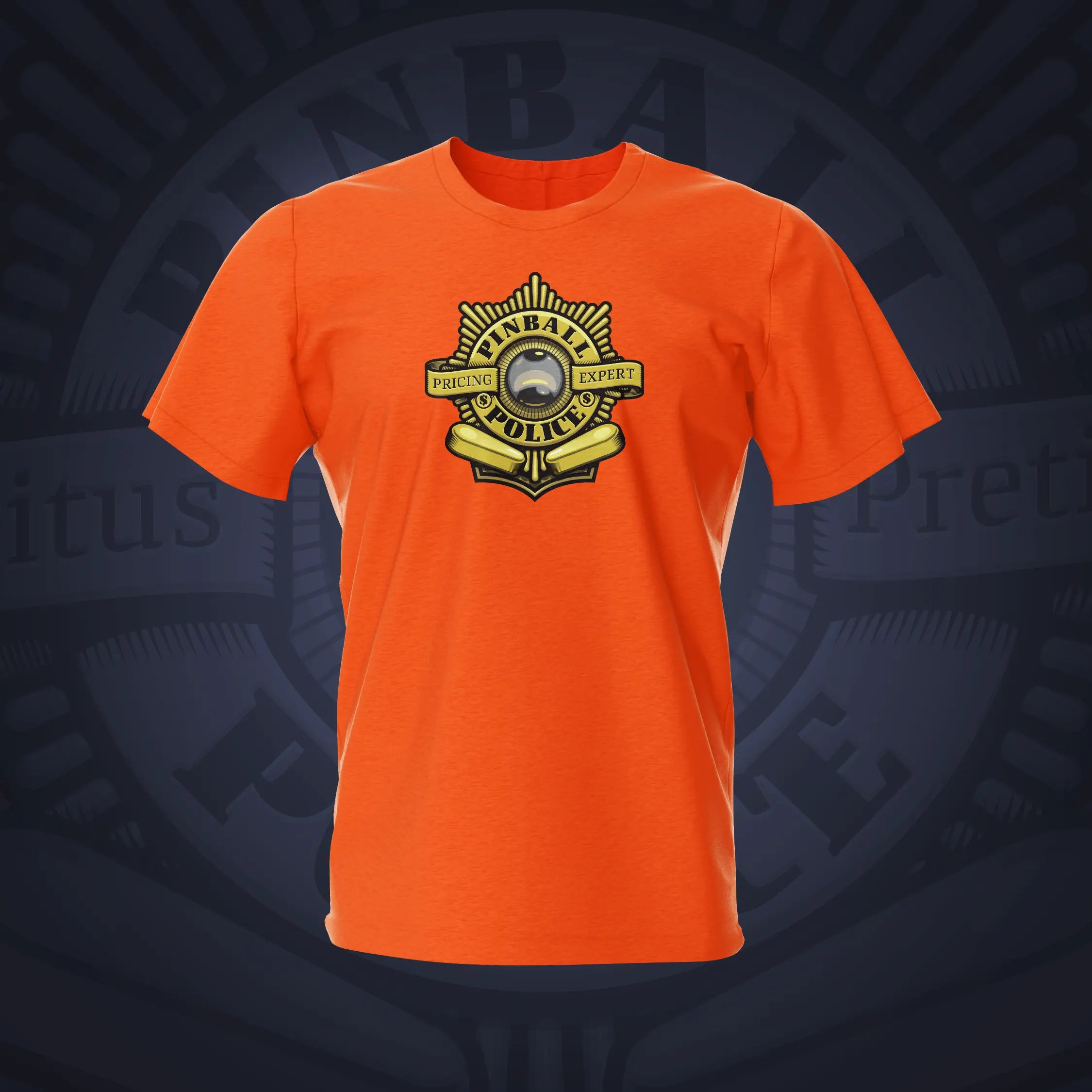 Price Police Orange English Pinball T-Shirt | Pinball Invasion
