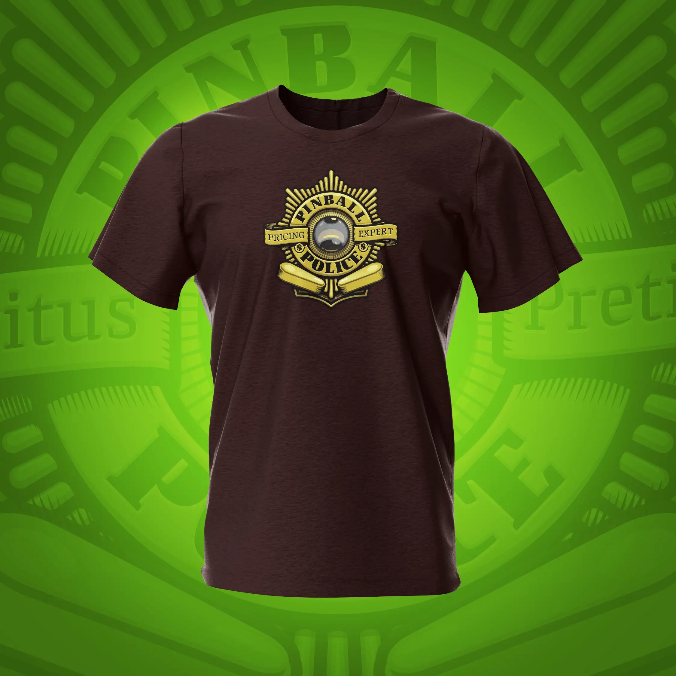 Price police dark chocolate english Pinball T-Shirt | Pinball Invasion