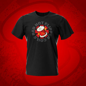 Red Hot Flippy Flippers Black Pinball T-Shirt | Pinball Invasion