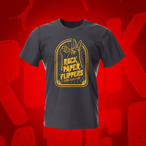 Rock Paper Flippers Vintage Tweed Pinball T-Shirt | Pinball Invasion