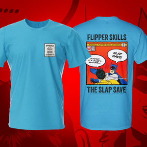 Slap Save w Badge Sky Pinball T-Shirt | Pinball Invasion