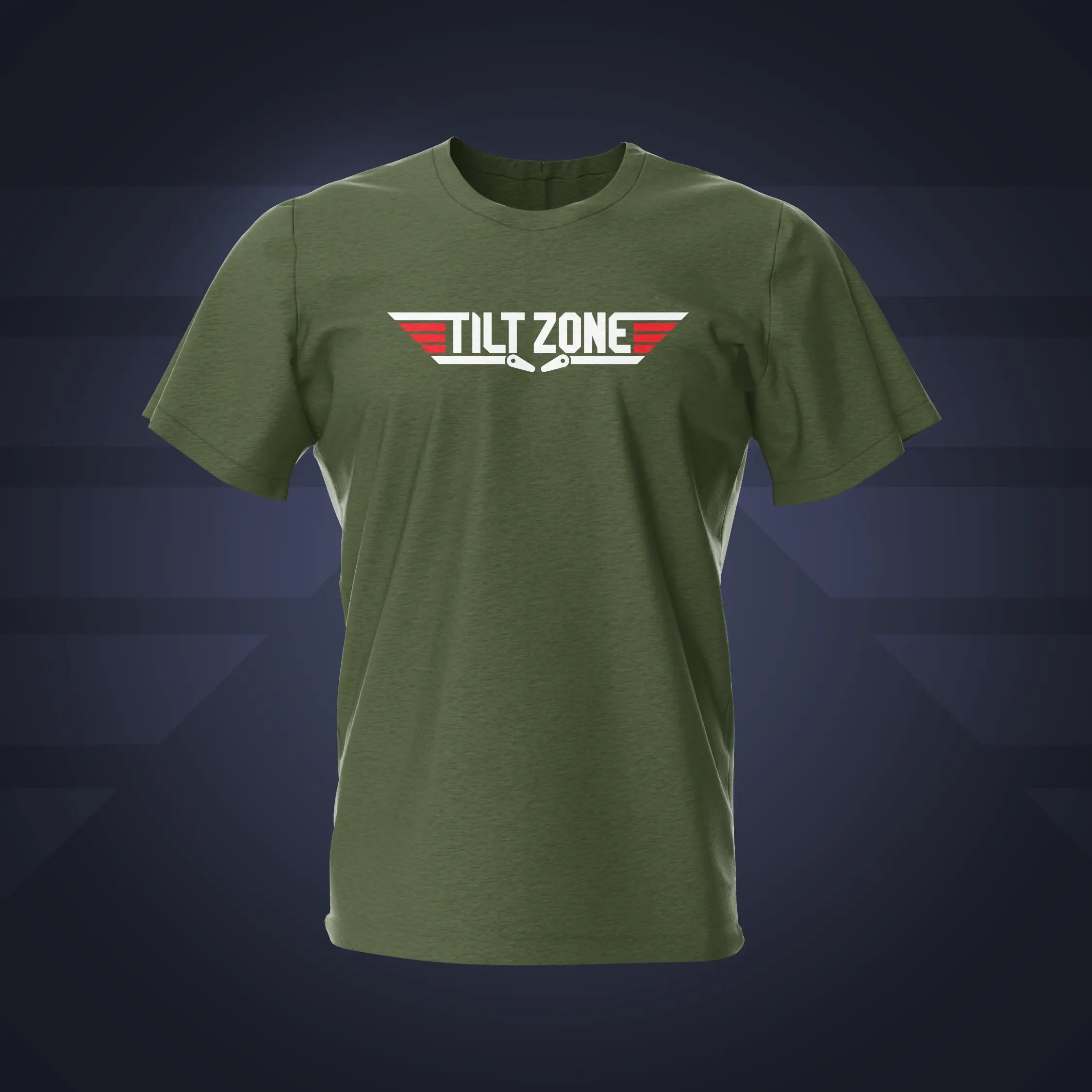 Tilt Zone Military Green Pinball T-Shirt | Pinball Invasion