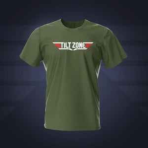 Tilt Zone Military Green Pinball T-Shirt | Pinball Invasion