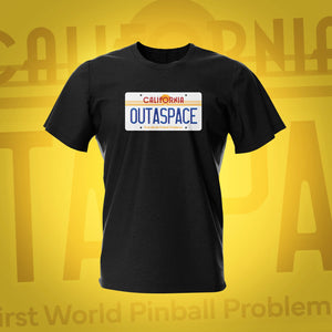 BTTF Outspace Black Pinball TShirt | Pinball Invasion
