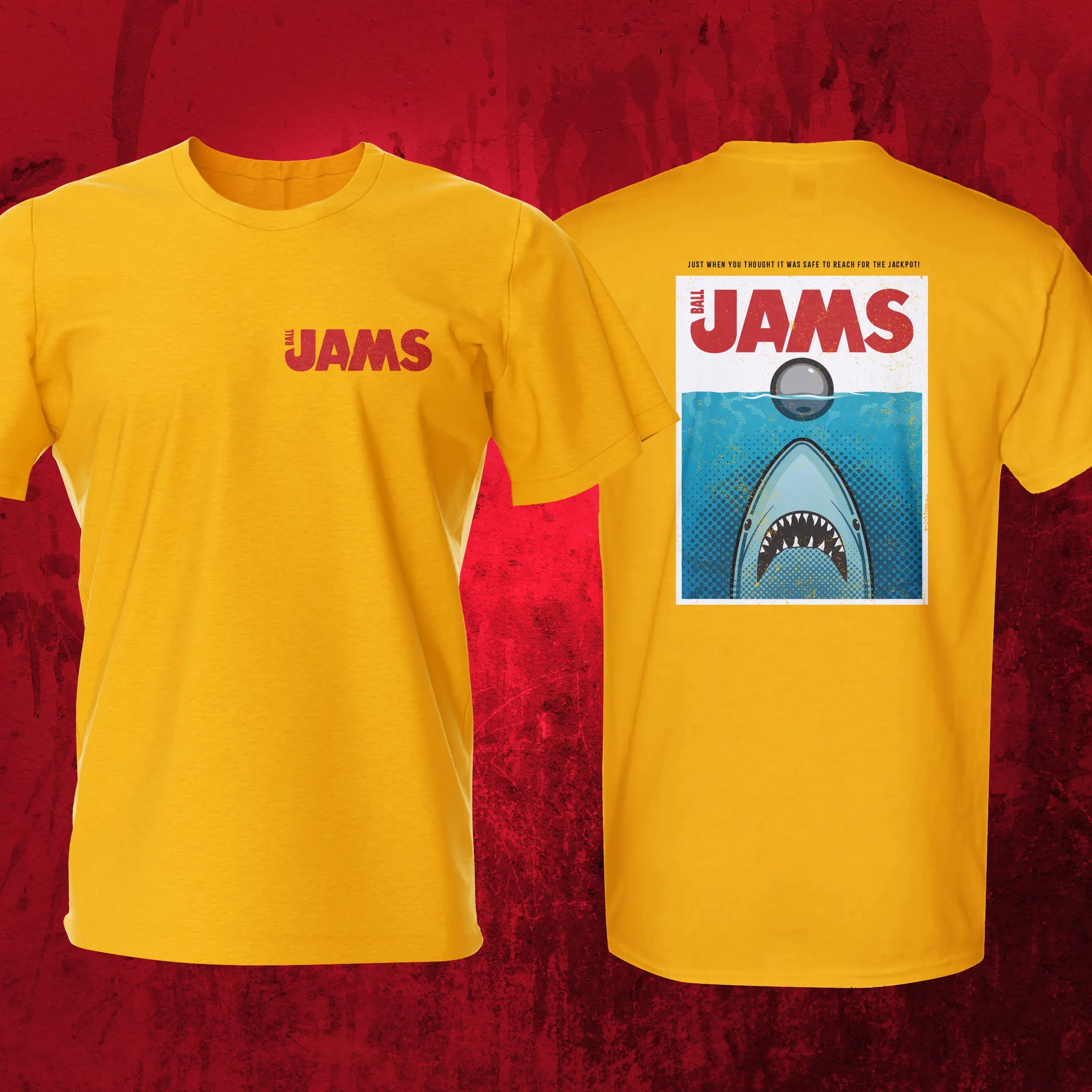 Ball Jams Gold Front Back Pinball T-Shirt | Pinball Invasion