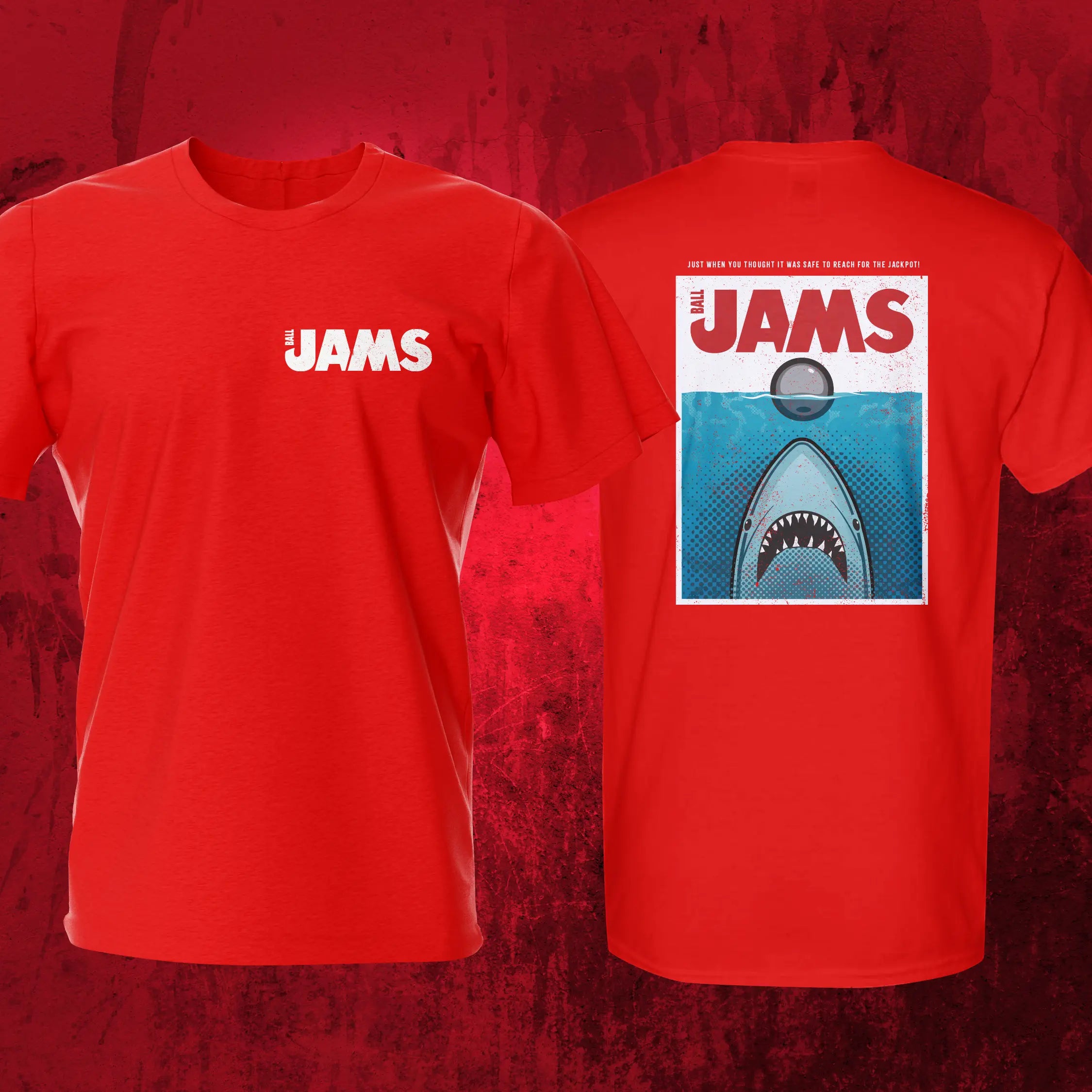 Ball Jams Red Front Back Pinball T-Shirt | Pinball Invasion