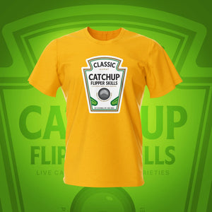 Catchup Flipper Skills Gold Pinball T-Shirt | Pinball Invasion