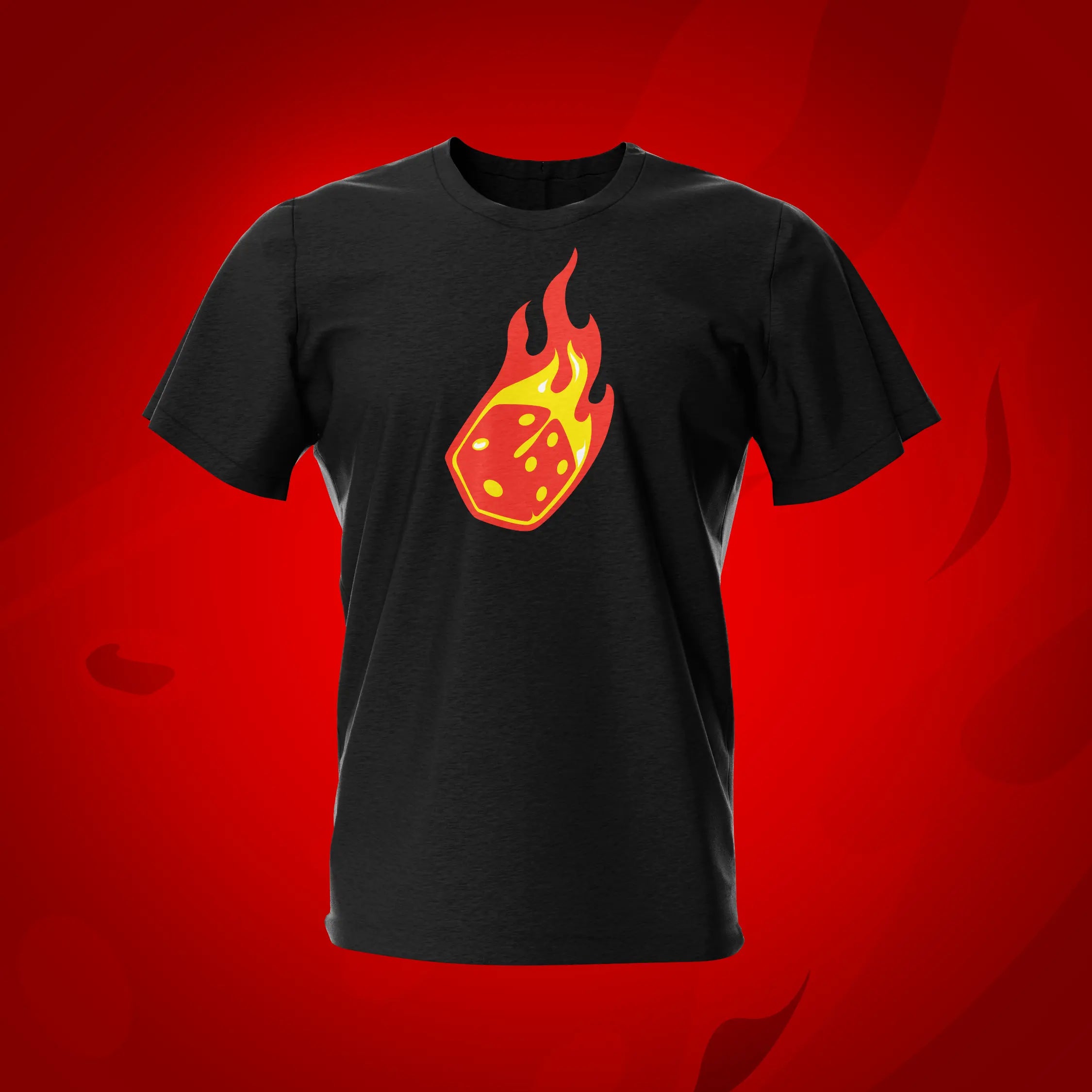 Flaming Dice Black Board Game T-Shirt | Pinball Invasion