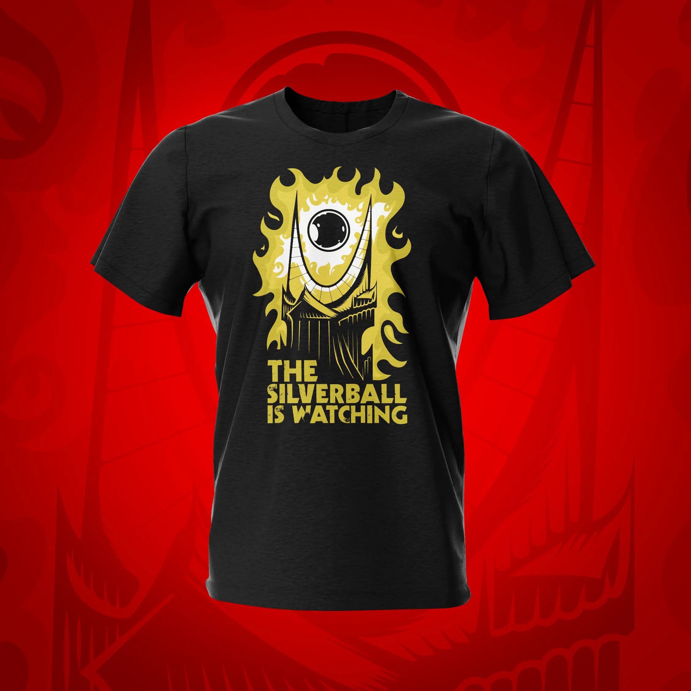 Lord of the Silverball - The All-Seeing Silverball Black Pinball T-Shirt | Pinball Invasion