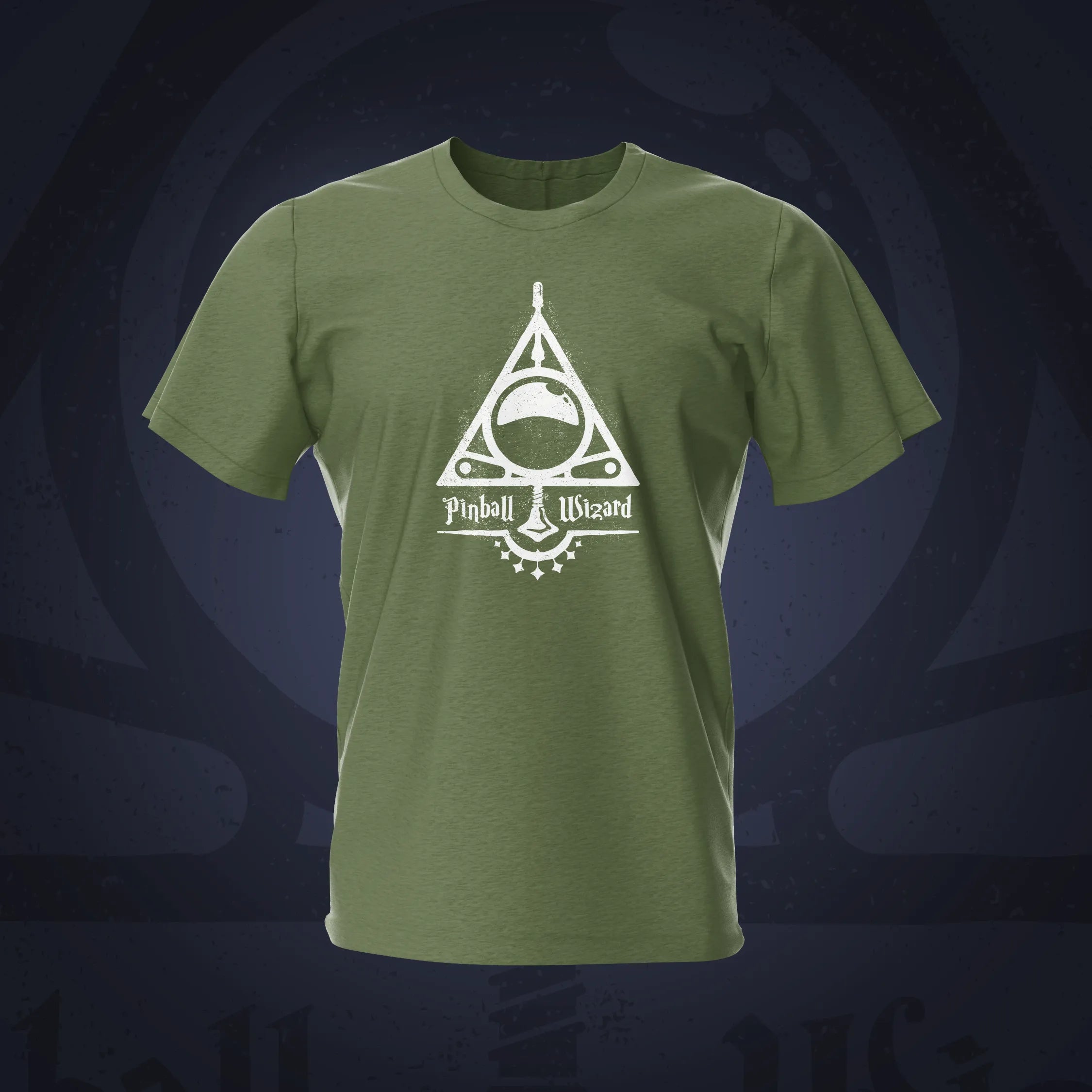 Pinball Wizard Military Green Pinball T-Shirt | Pinball Invasion