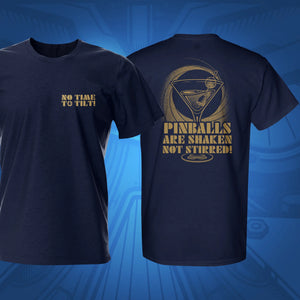 Shaken Not Stirred Navy Pinball T-Shirt | Pinball Invasion