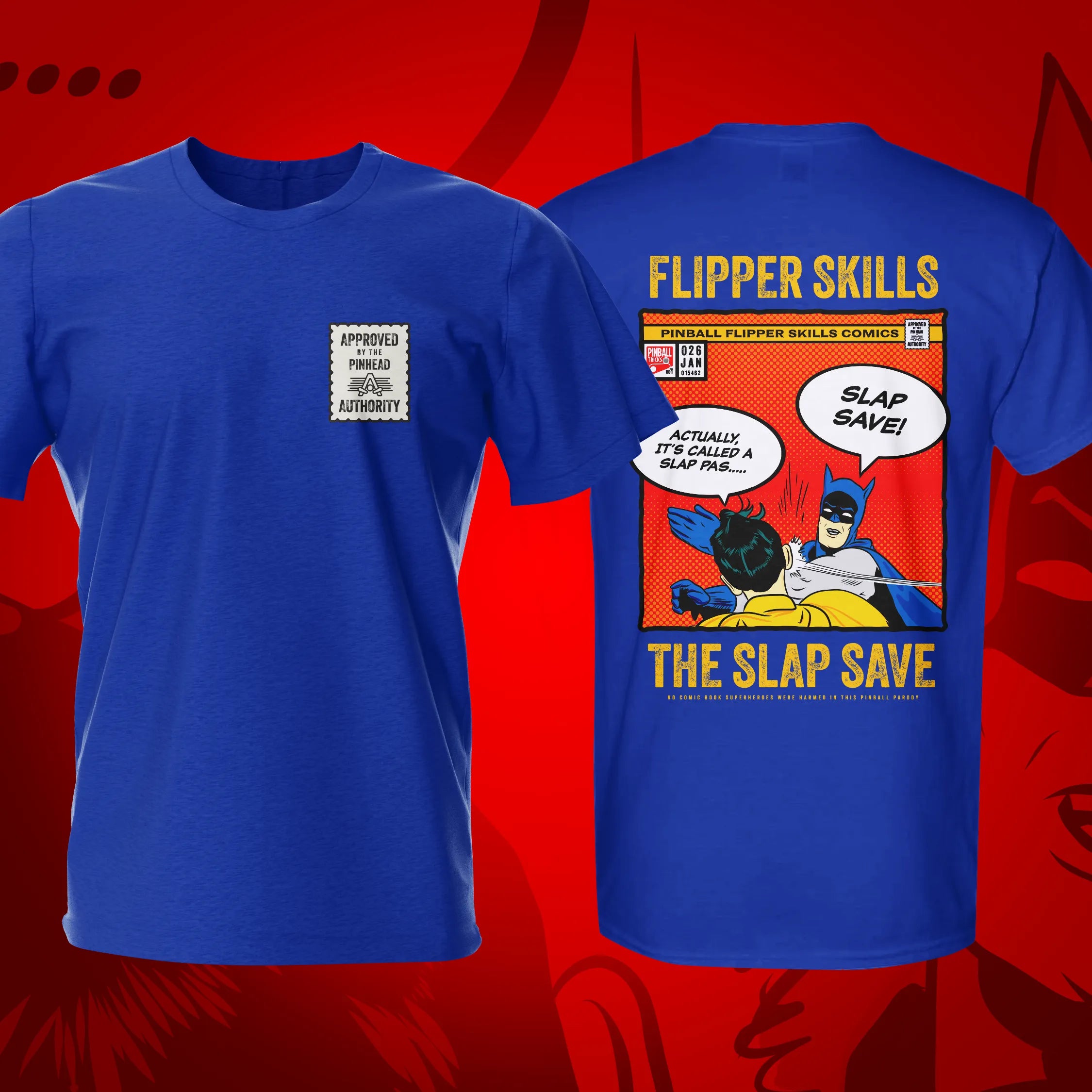 Slap Save w Badge Royal Pinball T-Shirt | Pinball Invasion