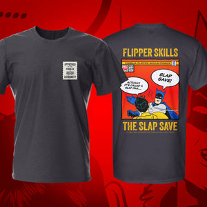 Slap Save w Badge Tweed Pinball T-Shirt | Pinball Invasion